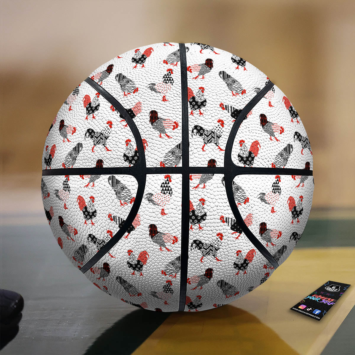 Rooster Chinese Print Pattern Basketball-grizzshop