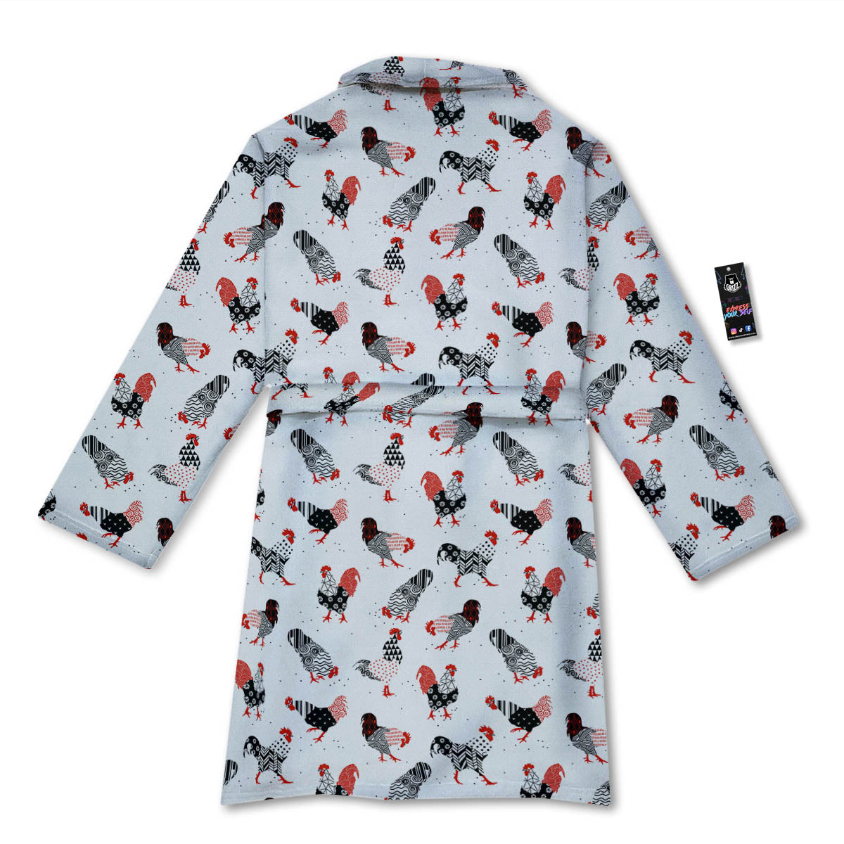 Rooster Chinese Print Pattern Bathrobe-grizzshop