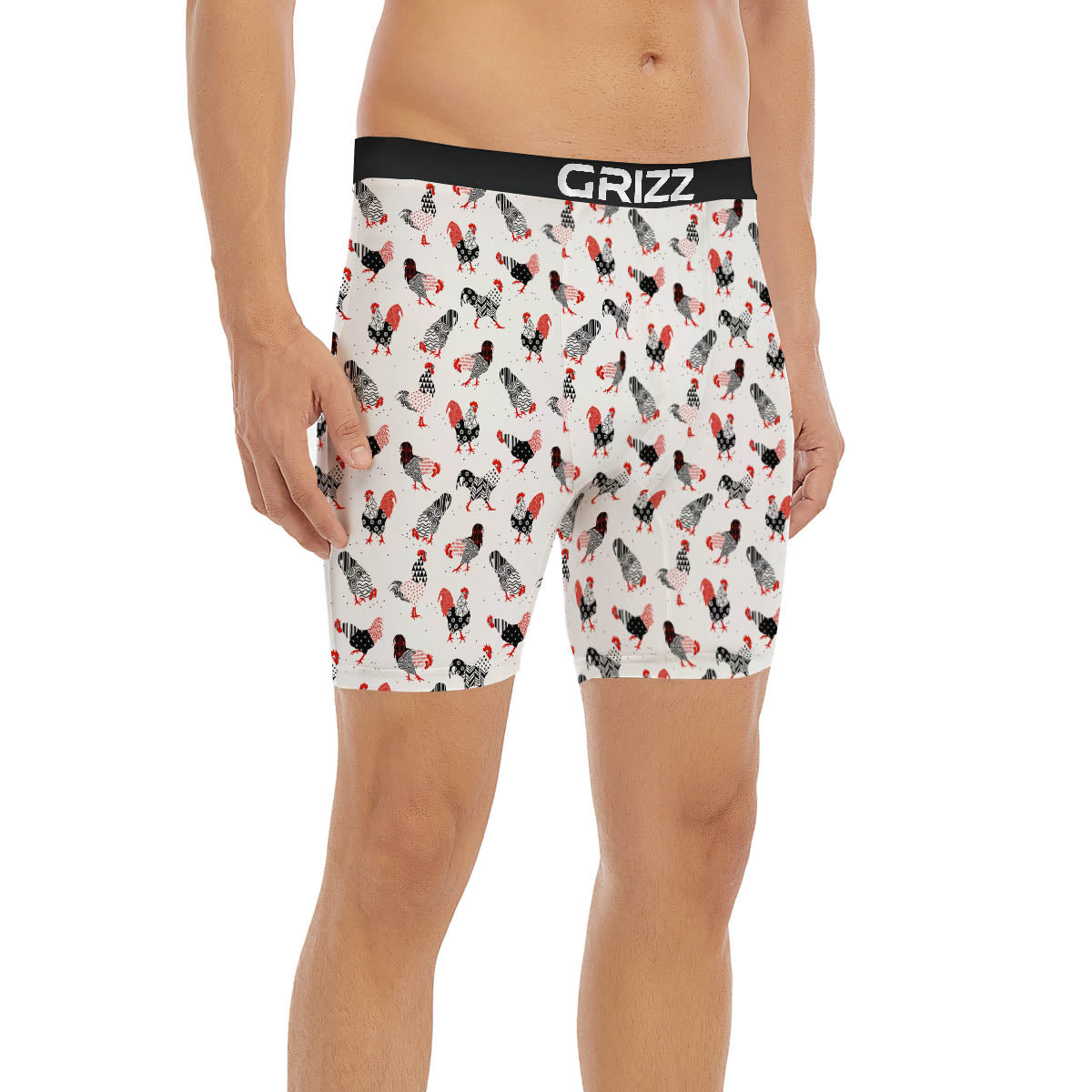 Rooster Chinese Print Pattern Boxer Briefs-grizzshop