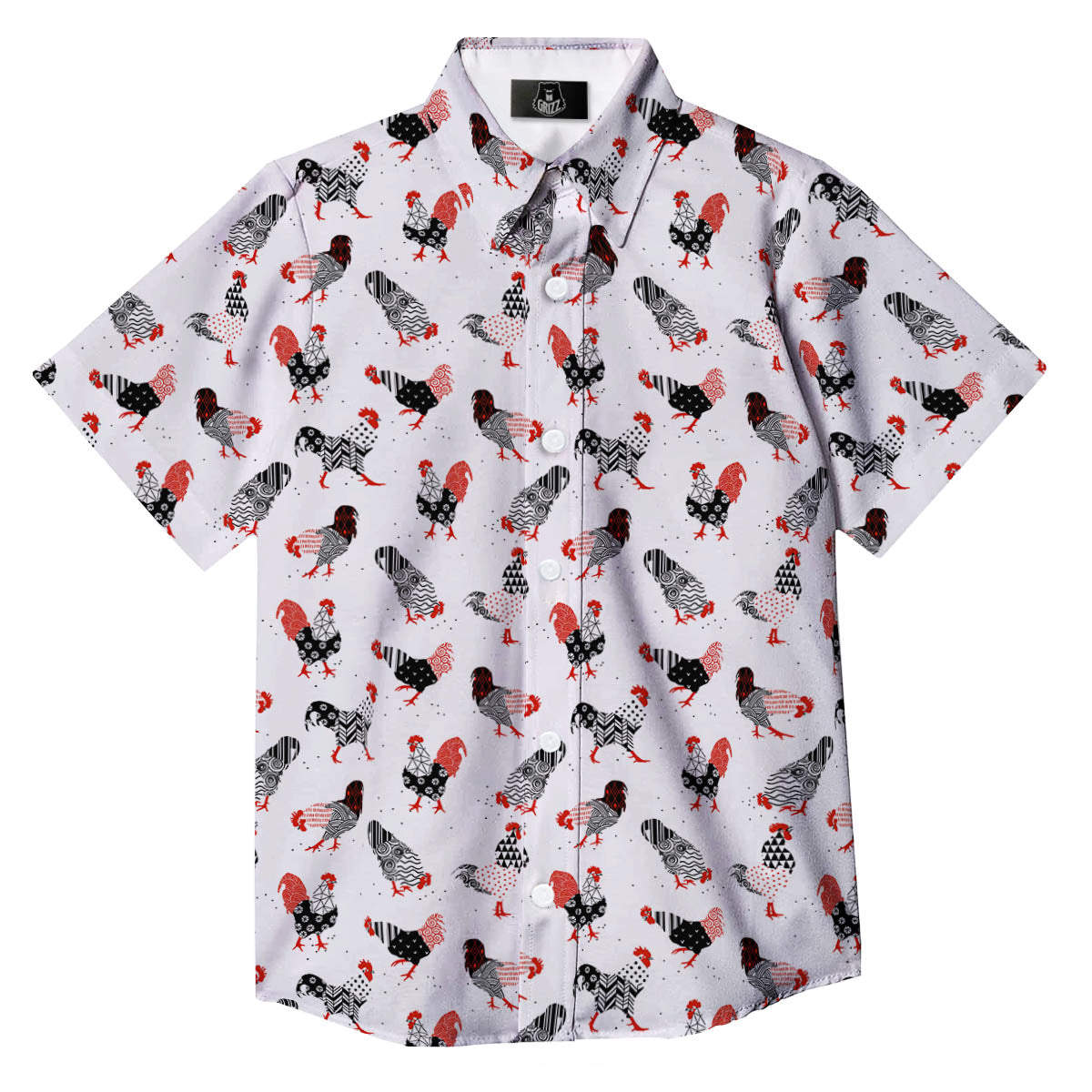 Rooster Chinese Print Pattern Button Up Shirt-grizzshop