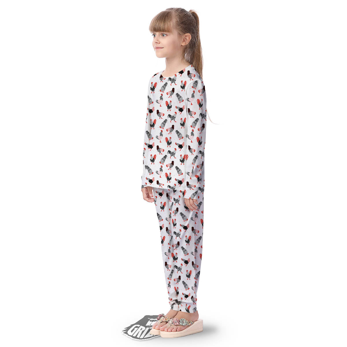 Rooster Chinese Print Pattern Kid's Pajamas-grizzshop