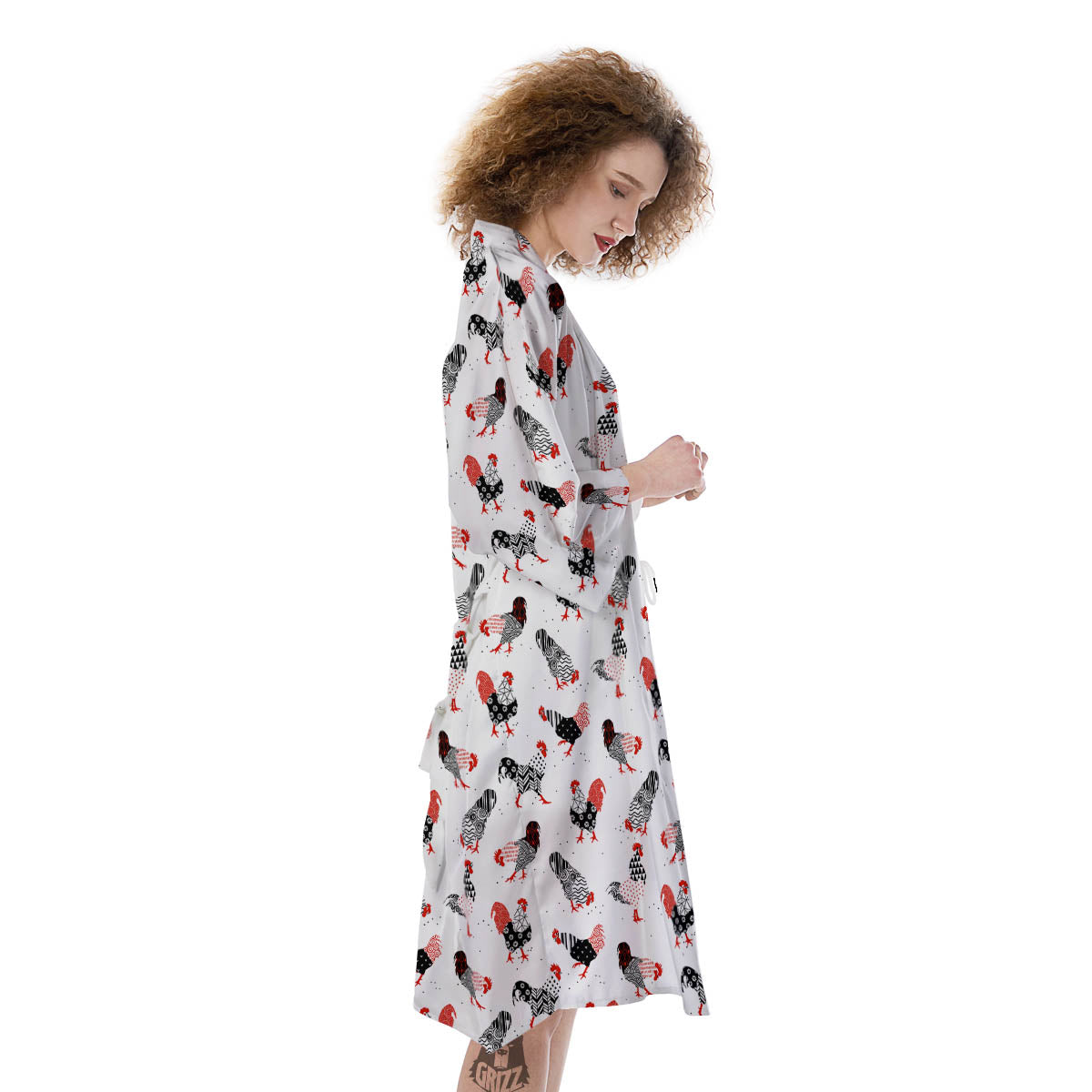 Rooster Chinese Print Pattern Kimono-grizzshop