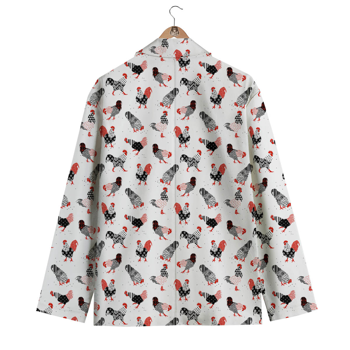 Rooster Chinese Print Pattern Men's Blazer-grizzshop