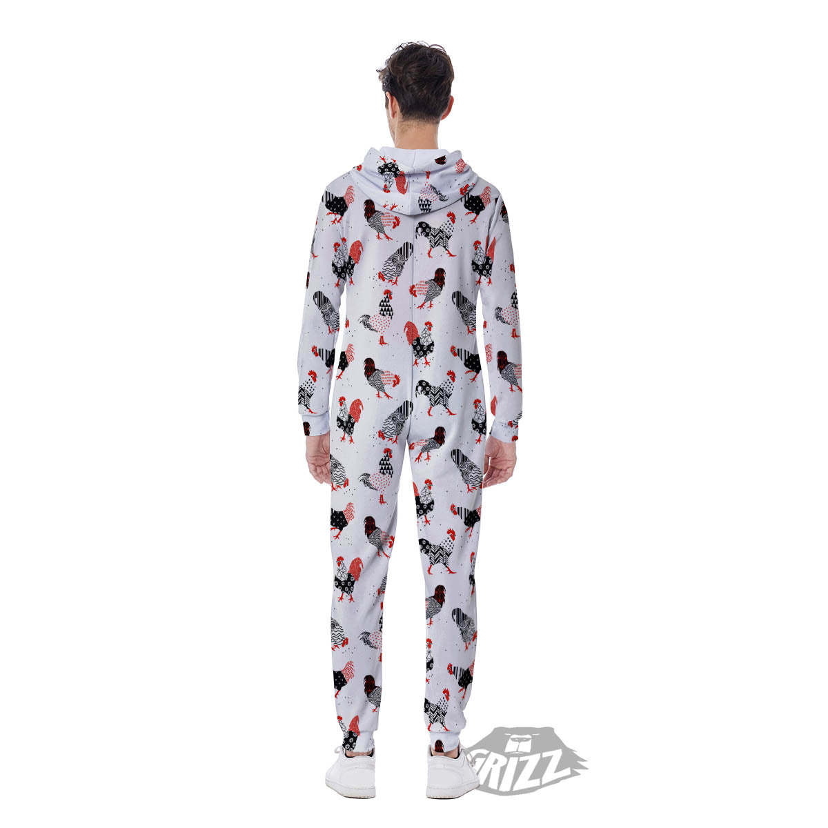 Rooster Chinese Print Pattern Men's Jumpsuit-grizzshop