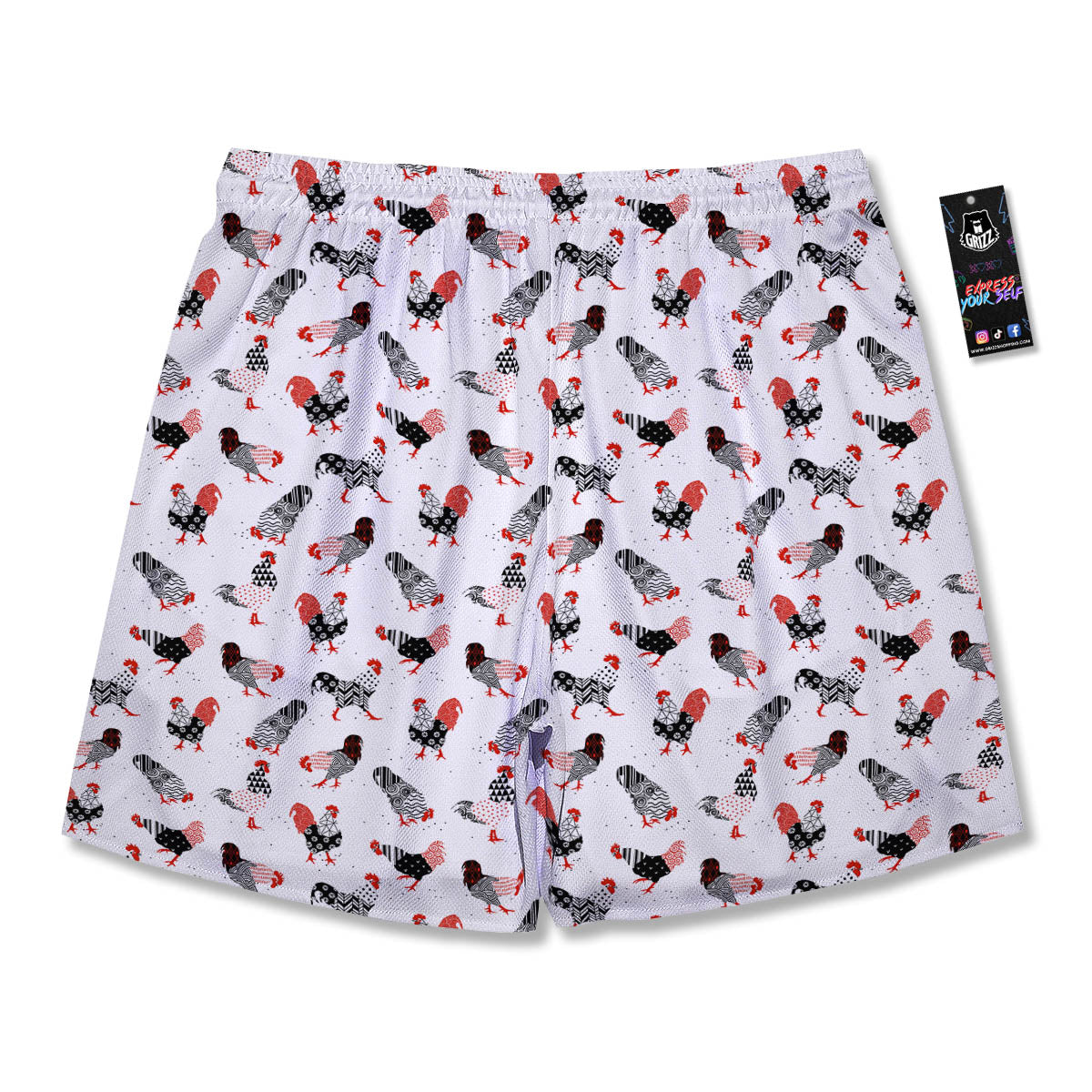 Rooster Chinese Print Pattern Men's Running Shorts-grizzshop
