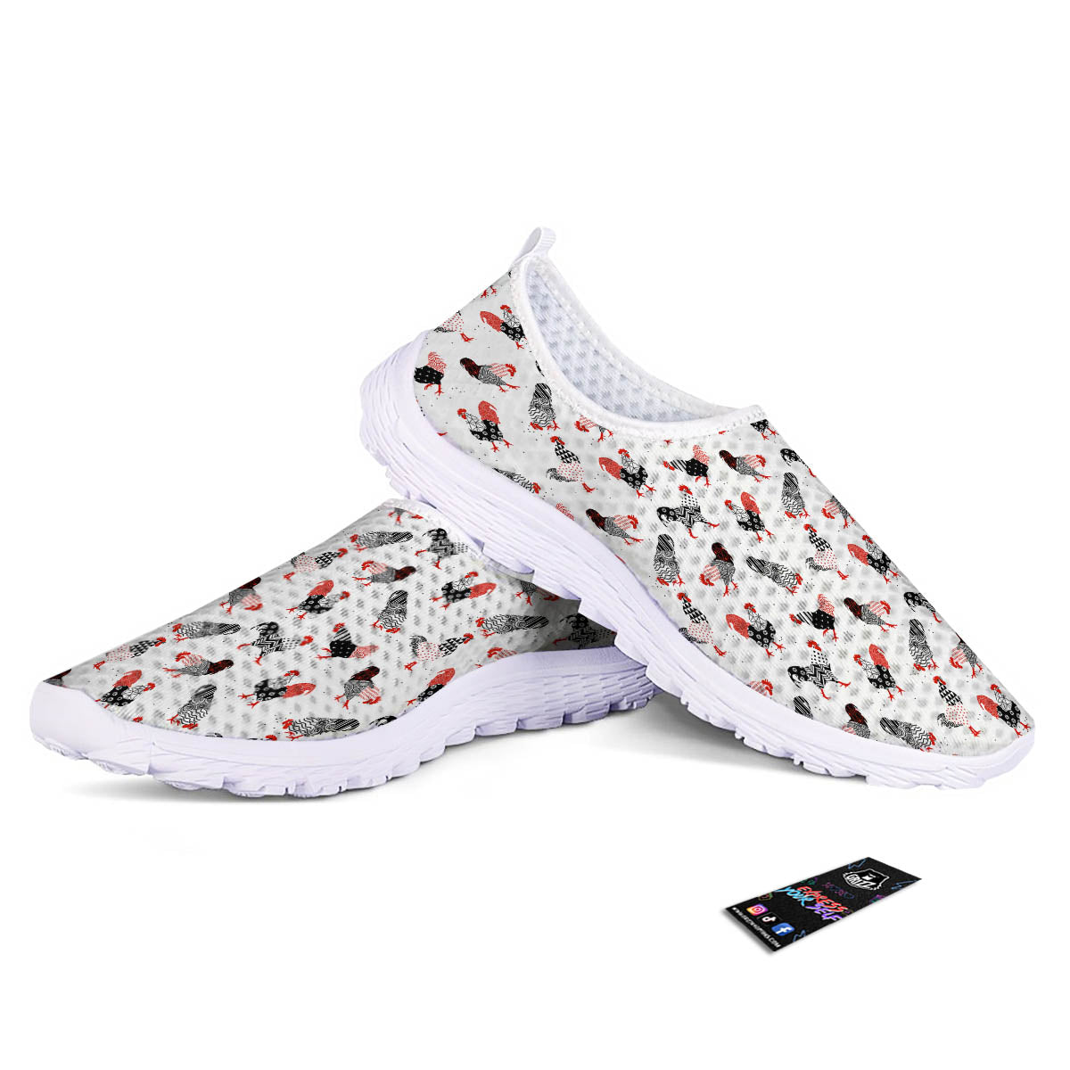 Rooster Chinese Print Pattern Nurse Shoes-grizzshop