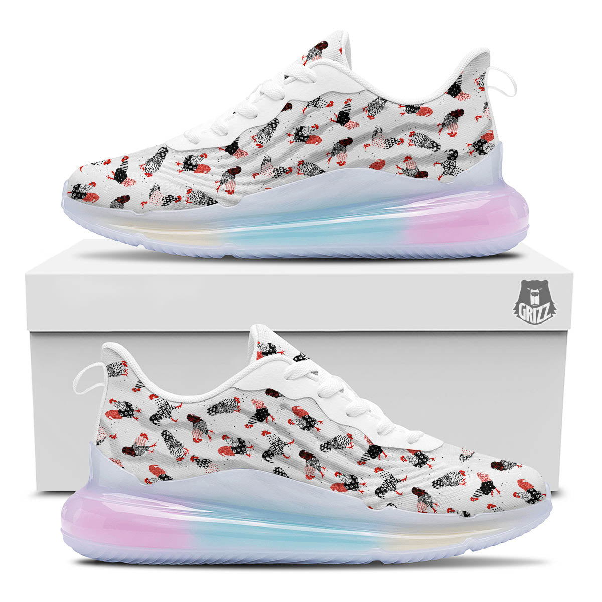 Rooster Chinese Print Pattern Running Sneakers-grizzshop