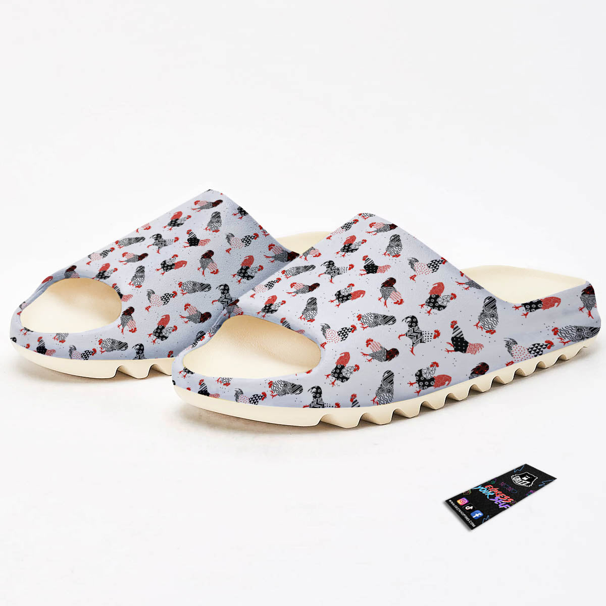 Rooster Chinese Print Pattern Sandals-grizzshop