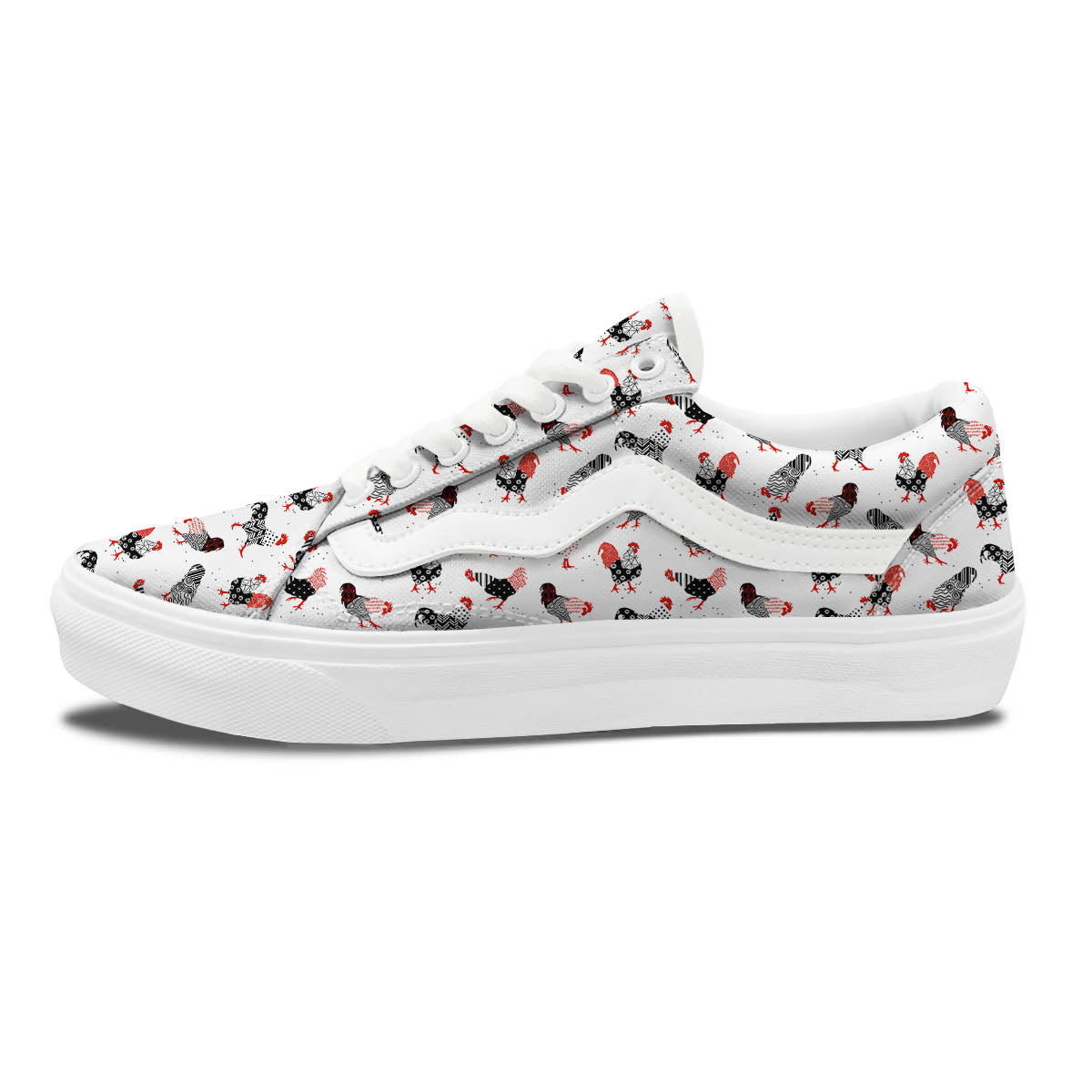 Rooster Chinese Print Pattern Skate Shoes-grizzshop