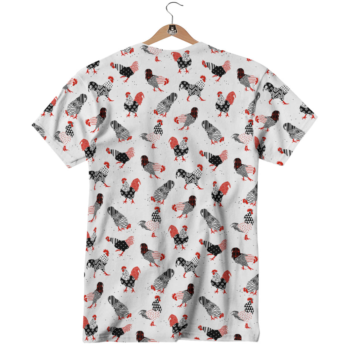 Rooster Chinese Print Pattern T-Shirt-grizzshop