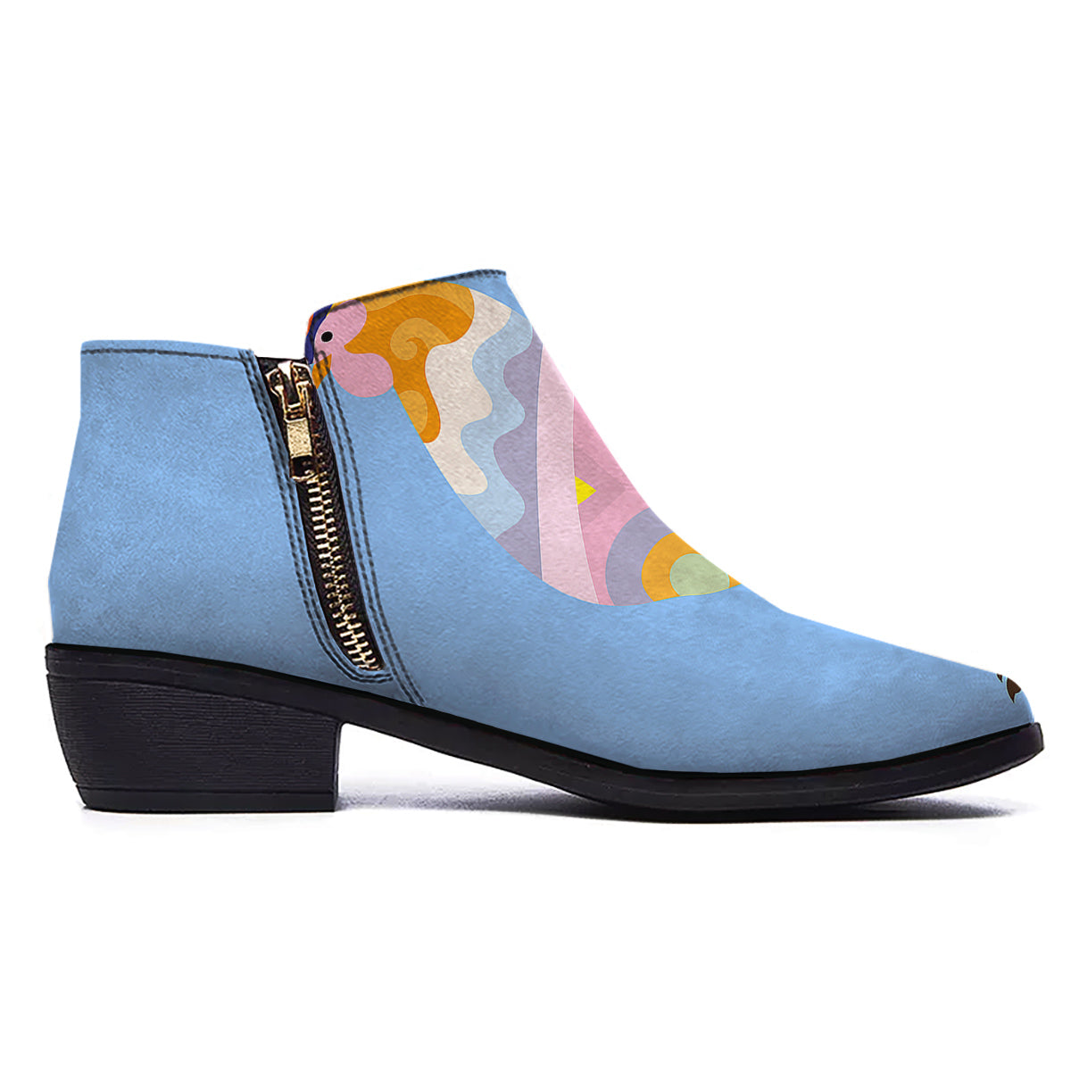 Rooster Colorful Print Ankle Boots-grizzshop