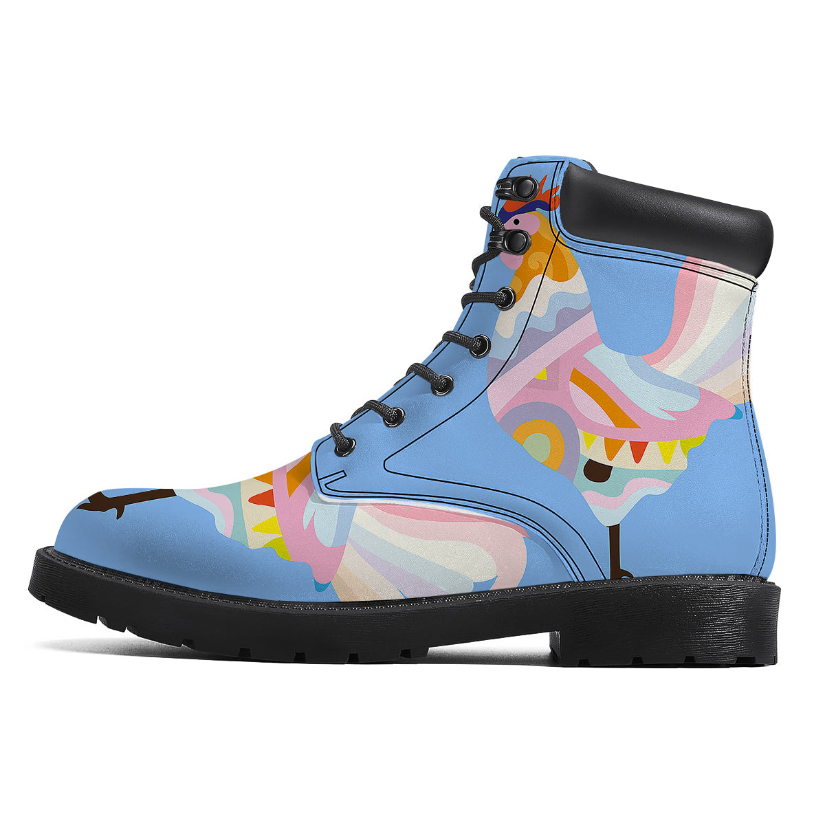 Rooster Colorful Print Boots-grizzshop