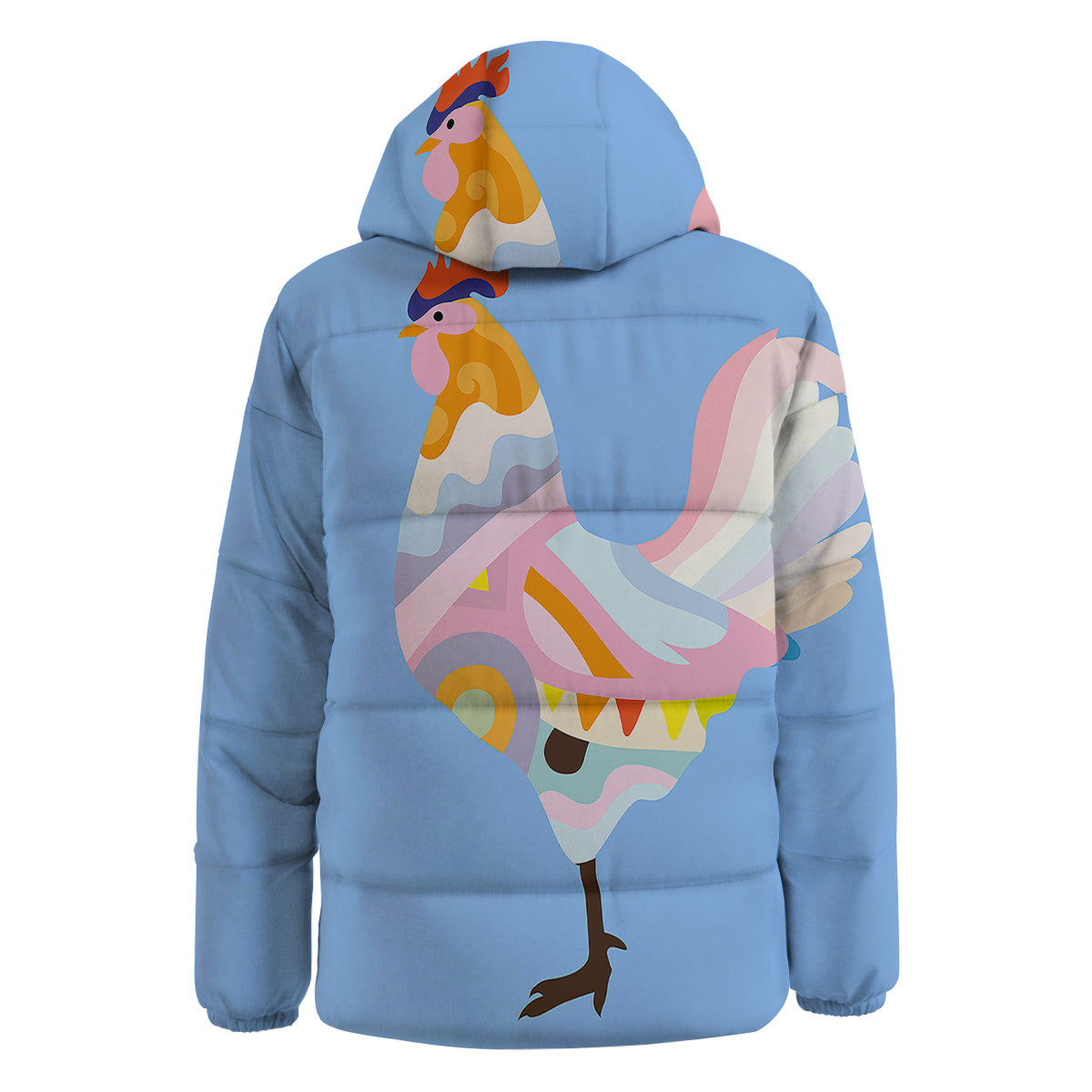 Rooster Colorful Print Down Jacket-grizzshop