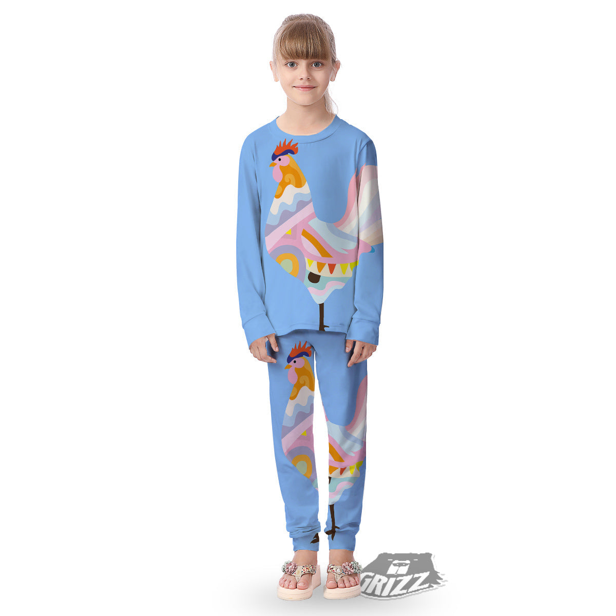 Rooster Colorful Print Kid's Pajamas-grizzshop