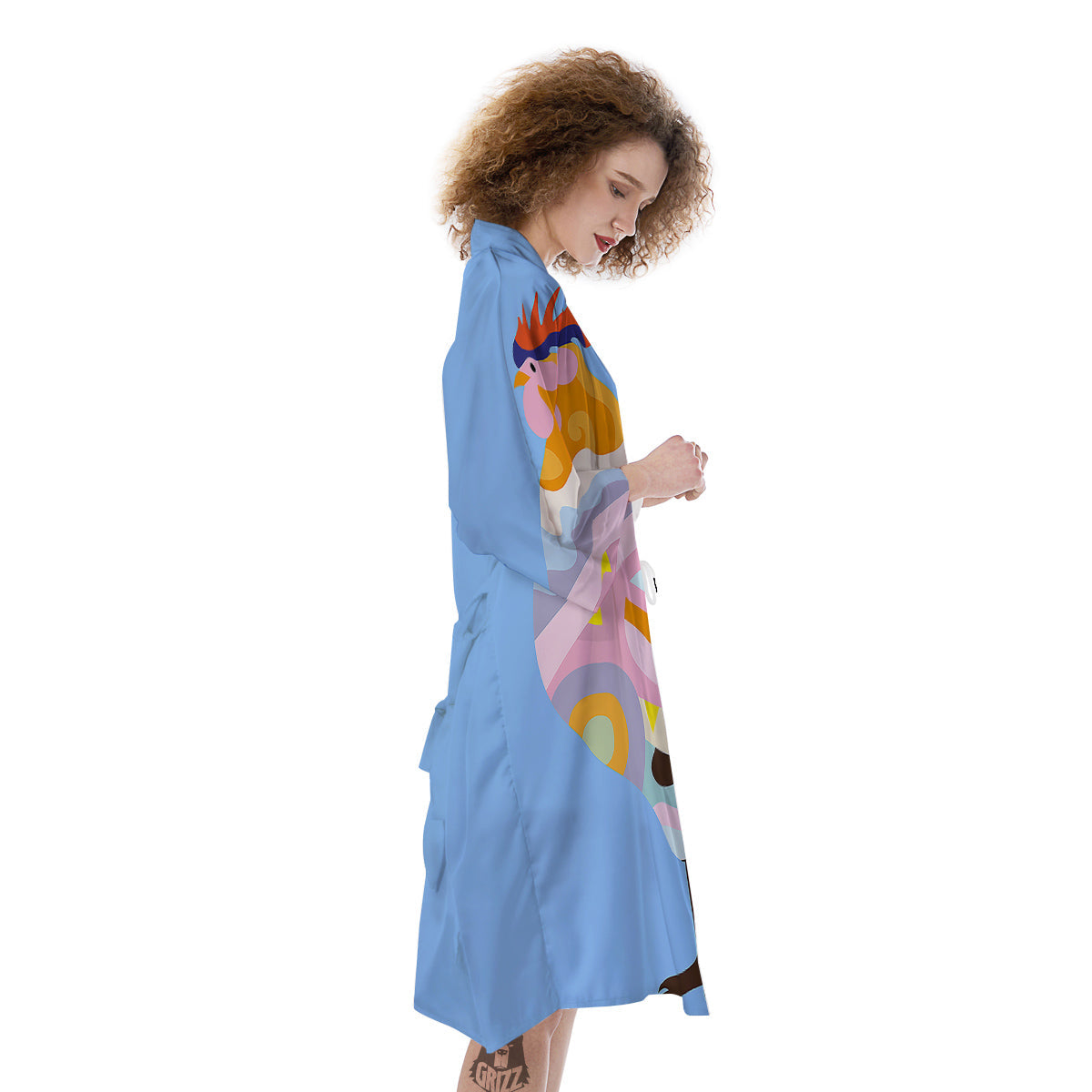 Rooster Colorful Print Kimono-grizzshop
