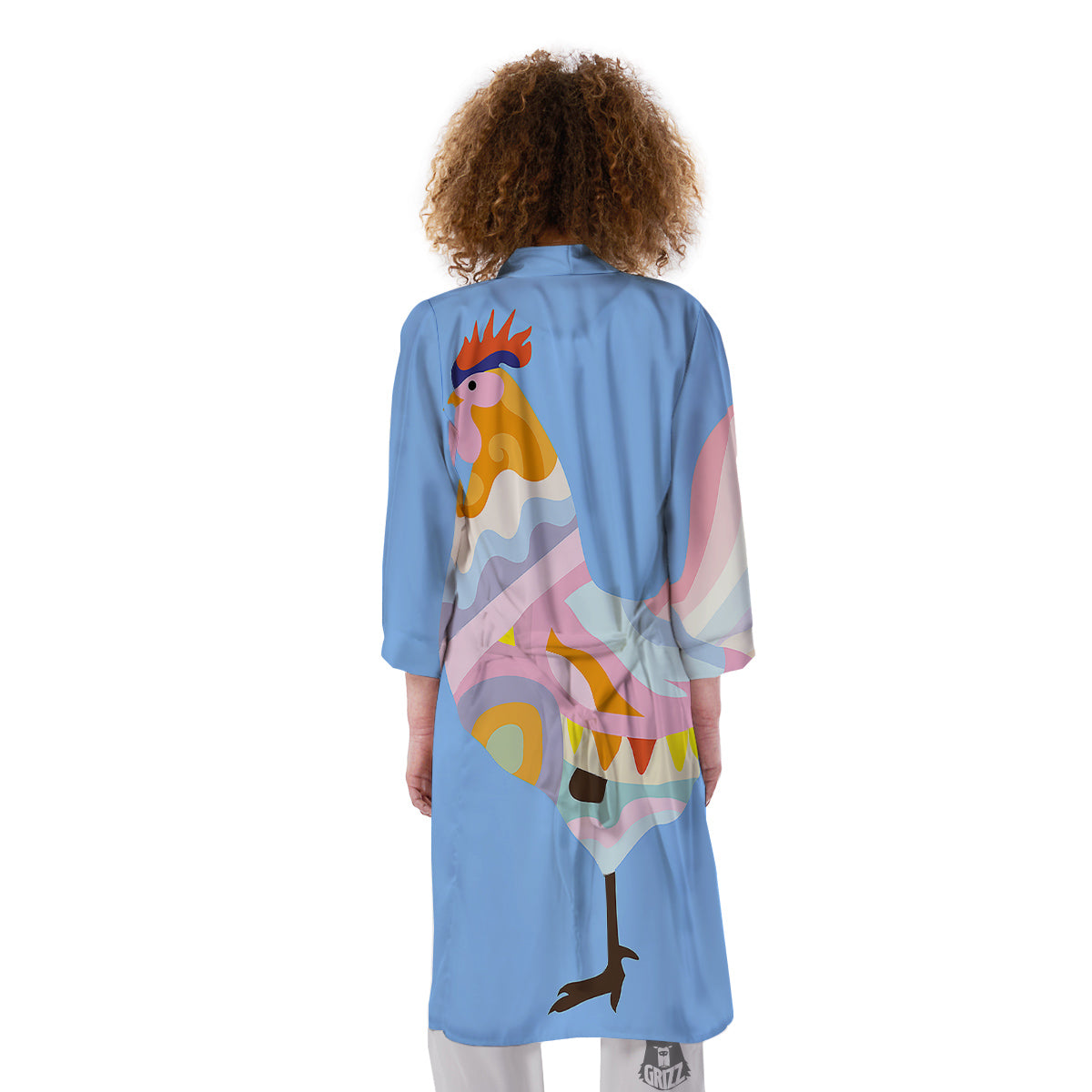 Rooster Colorful Print Kimono-grizzshop