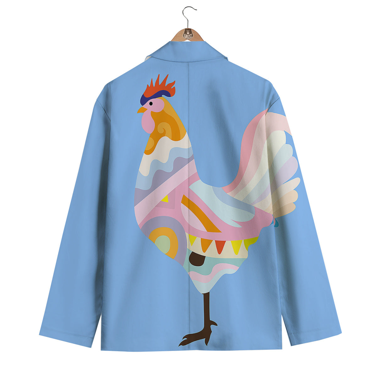 Rooster Colorful Print Men's Blazer-grizzshop