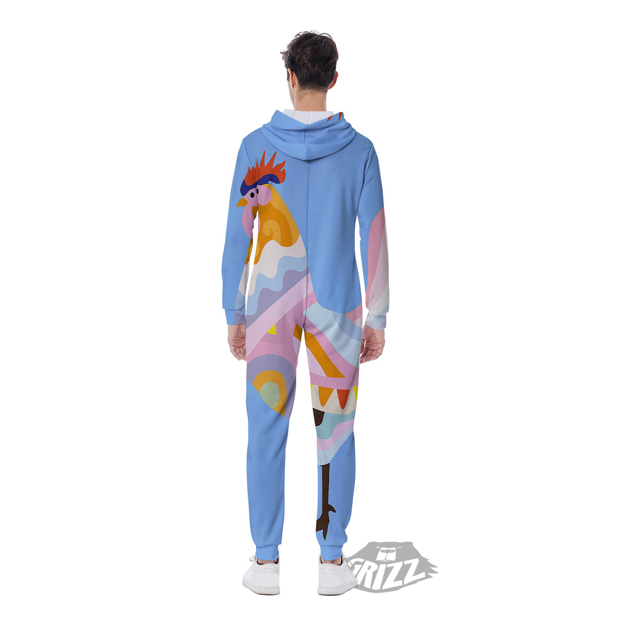 Rooster Colorful Print Men's Jumpsuit-grizzshop