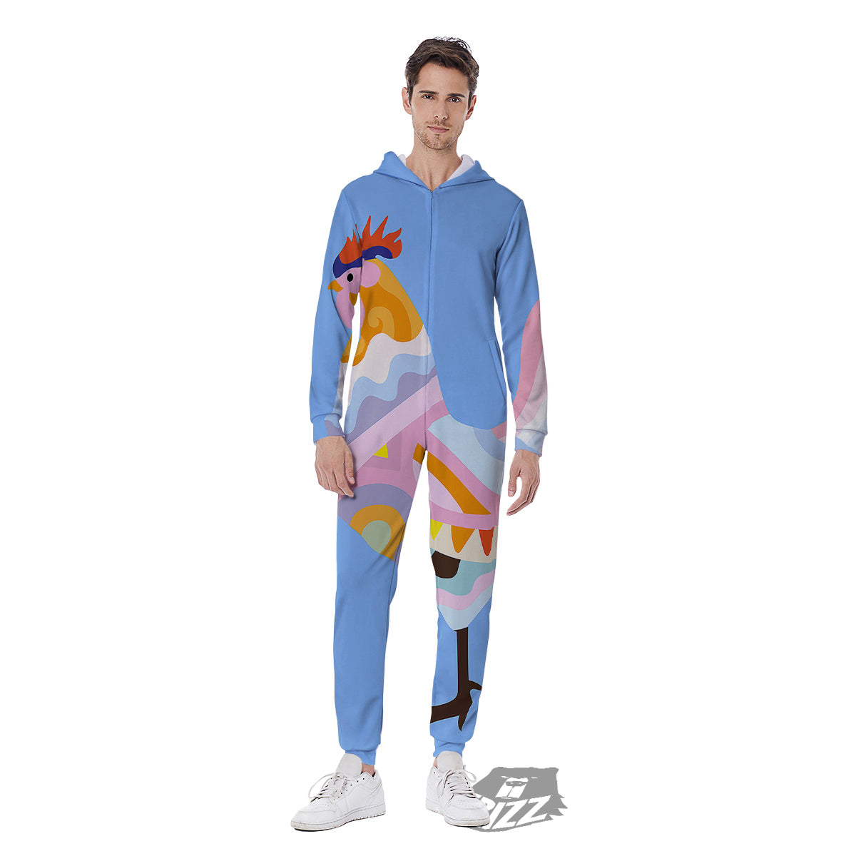 Rooster Colorful Print Men's Jumpsuit-grizzshop