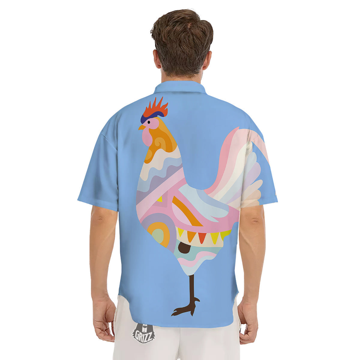 Rooster Colorful Print Men's Short Sleeve Shirts-grizzshop