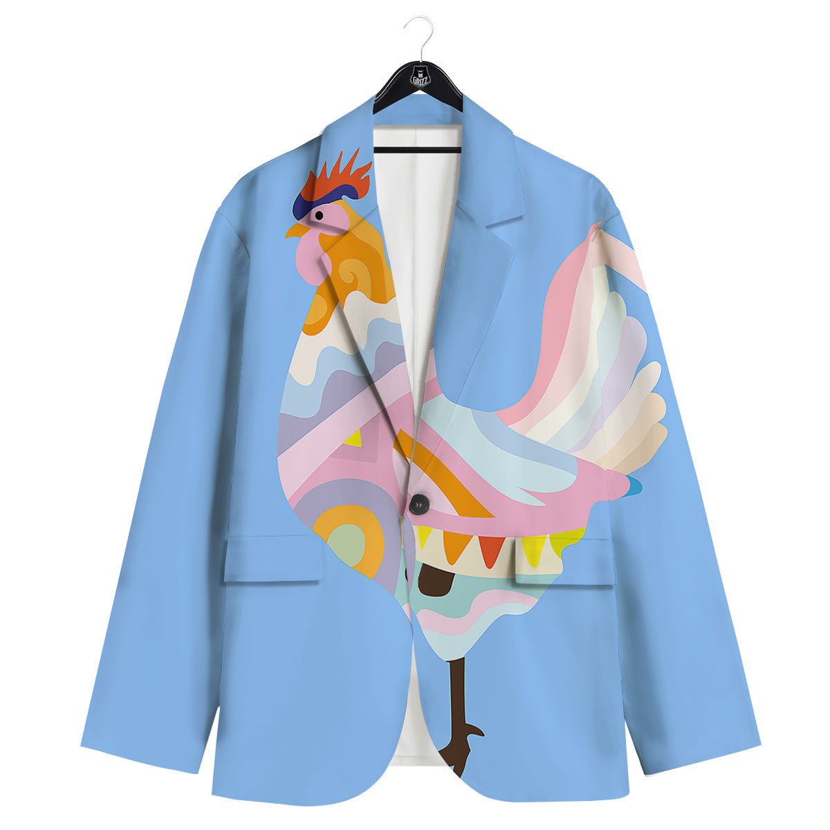 Rooster Colorful Print Men's Sport Coat-grizzshop