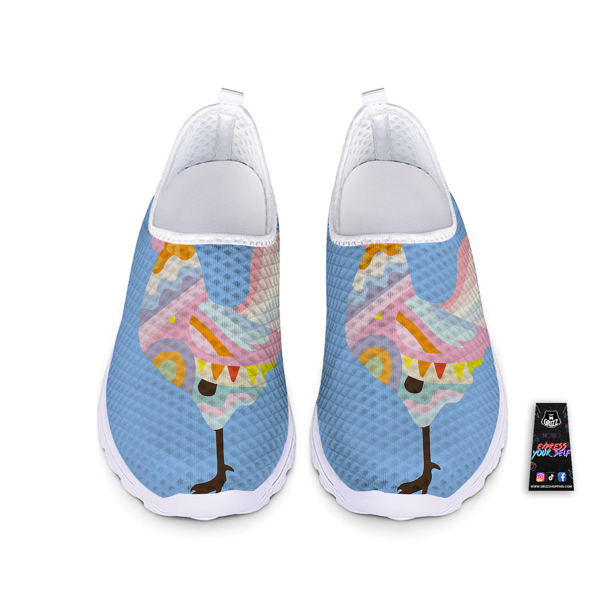 Rooster Colorful Print Nurse Shoes-grizzshop