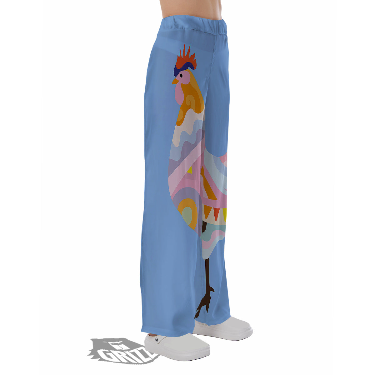 Rooster Colorful Print Pajama Pants-grizzshop