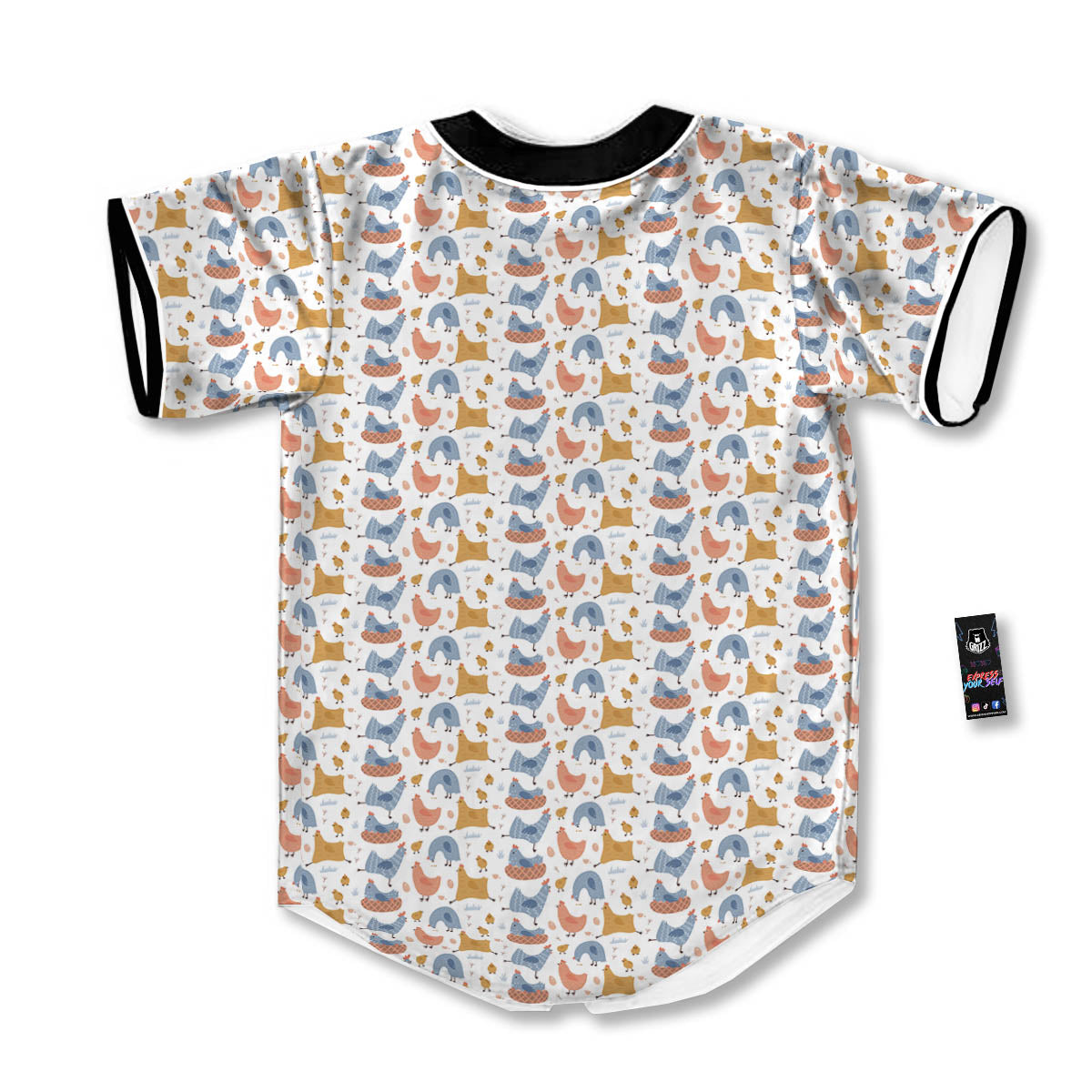 Rooster Colorful Print Pattern Baseball Jersey-grizzshop