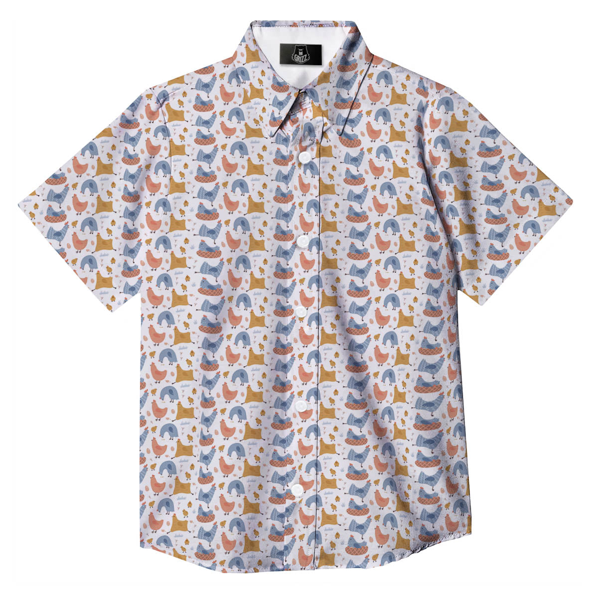 Rooster Colorful Print Pattern Button Up Shirt-grizzshop