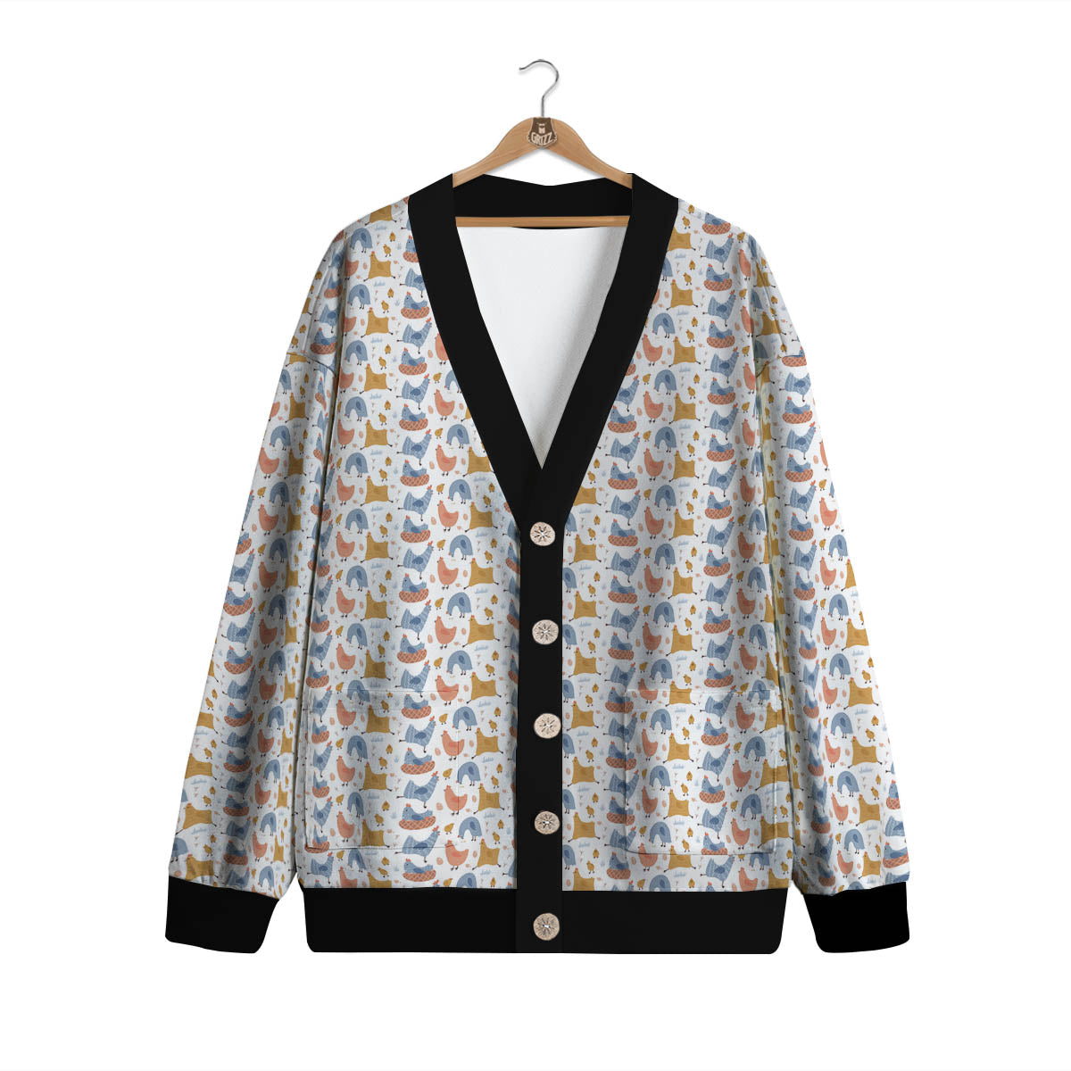 Rooster Colorful Print Pattern Cardigan-grizzshop