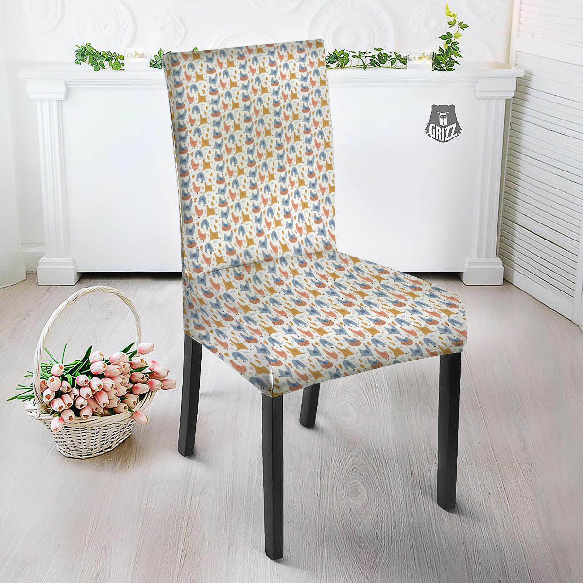 Rooster Colorful Print Pattern Dining Chair Slipcover-grizzshop