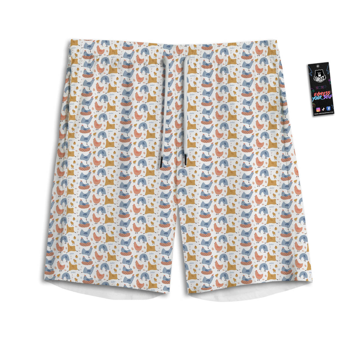 Rooster Colorful Print Pattern Men's Athletic Shorts