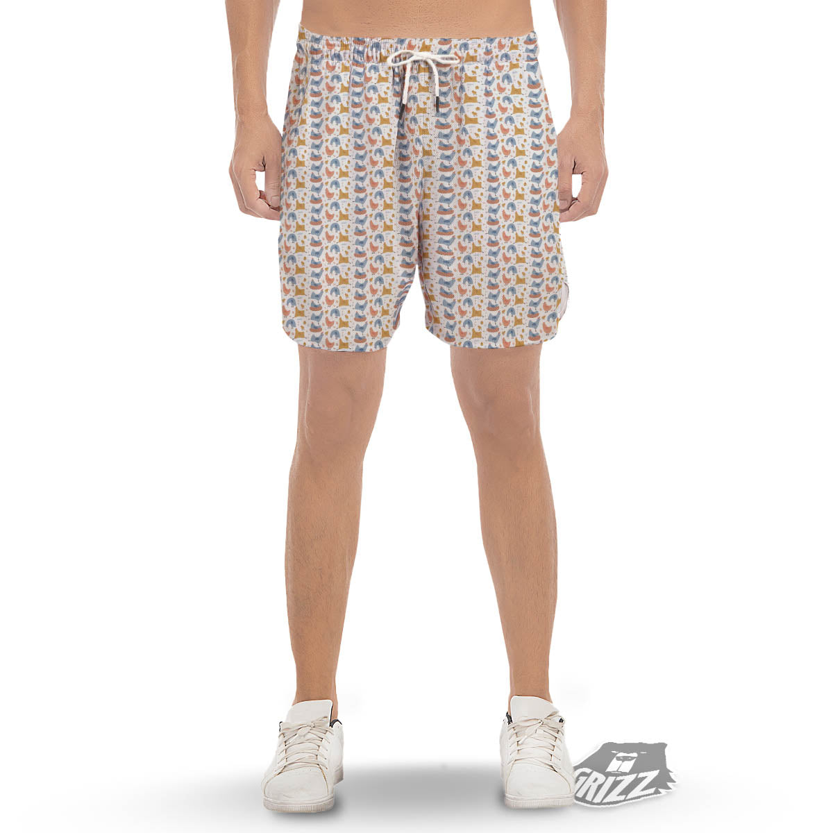 Rooster Colorful Print Pattern Men's Gym Shorts-grizzshop