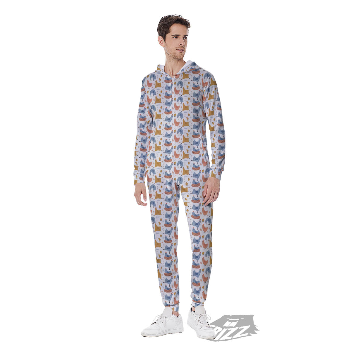 Rooster Colorful Print Pattern Men's Jumpsuit-grizzshop