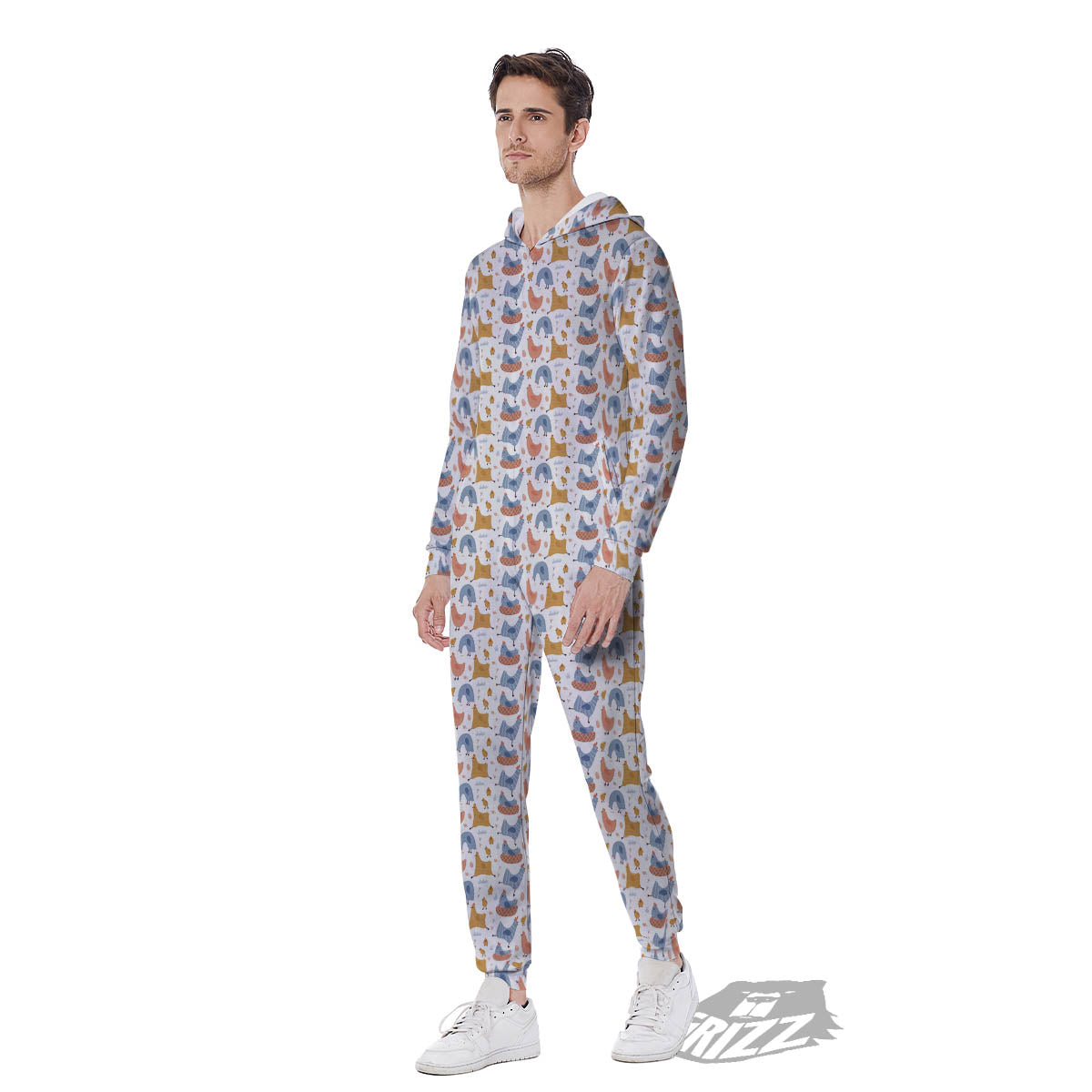 Rooster Colorful Print Pattern Men's Jumpsuit-grizzshop