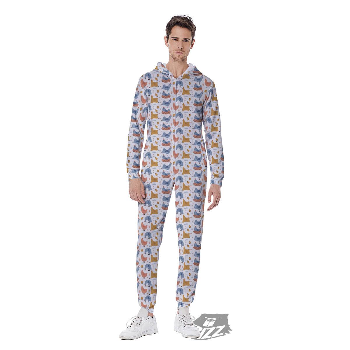 Rooster Colorful Print Pattern Men's Jumpsuit-grizzshop