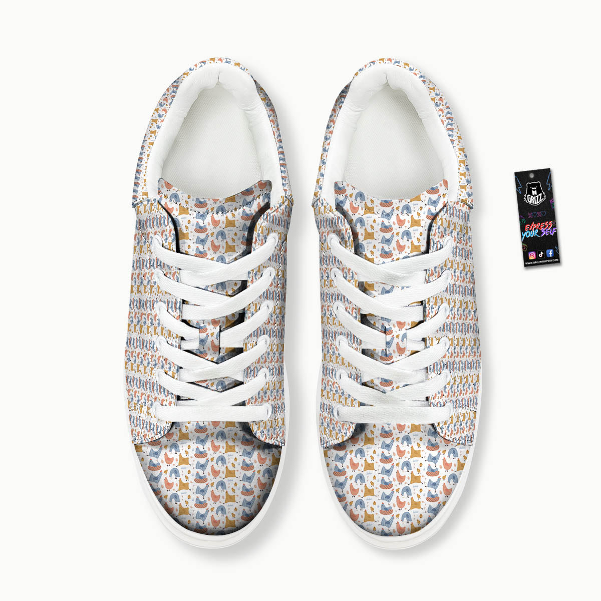 Rooster Colorful Print Pattern Platform Shoes-grizzshop