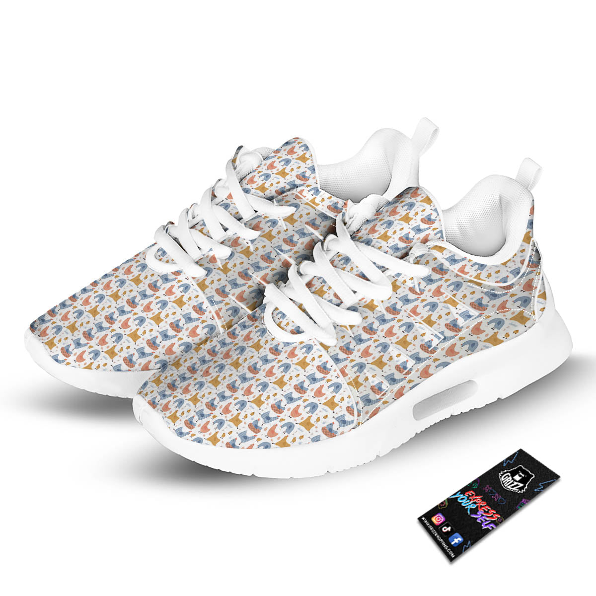 Rooster Colorful Print Pattern Tennis Shoes-grizzshop