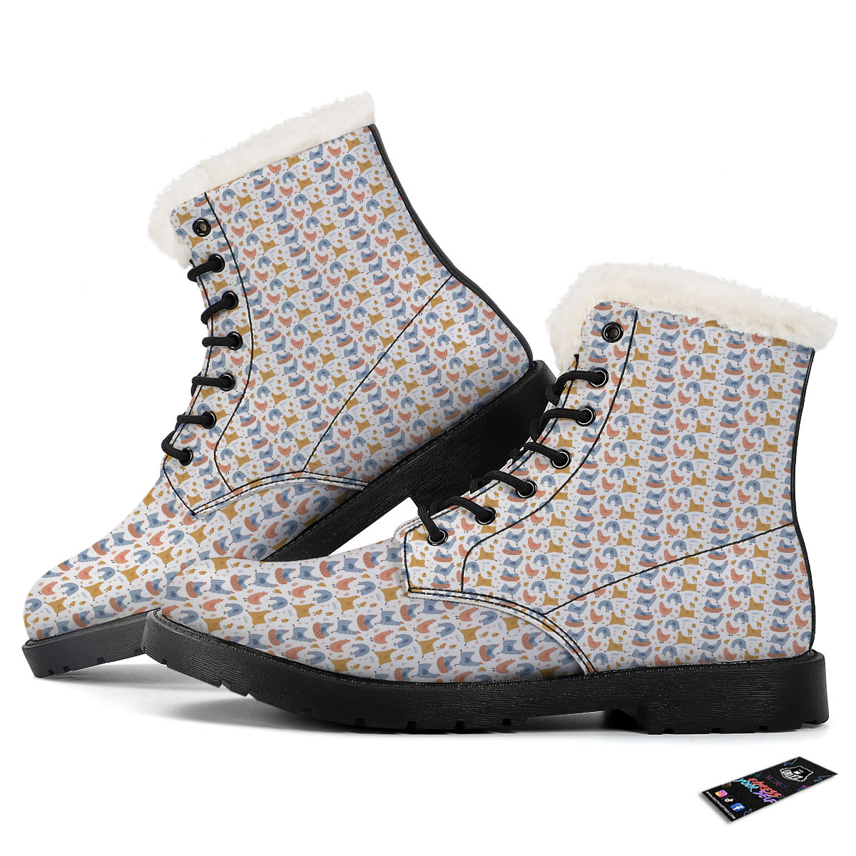 Rooster Colorful Print Pattern Winter Boots-grizzshop