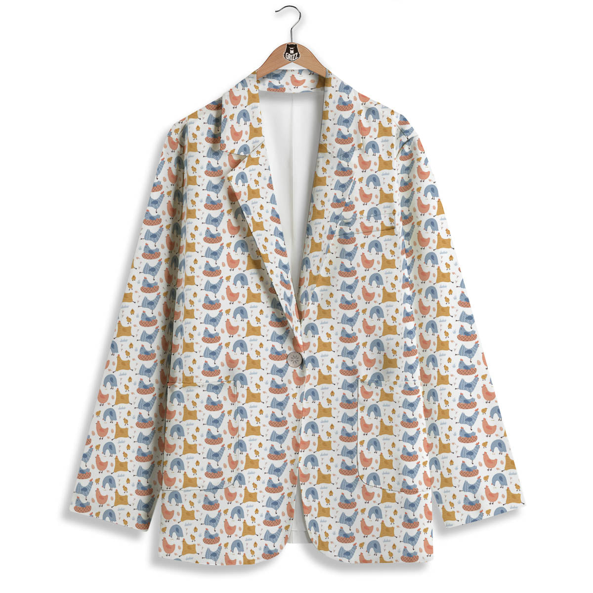 Rooster Colorful Print Pattern Women's Blazer-grizzshop