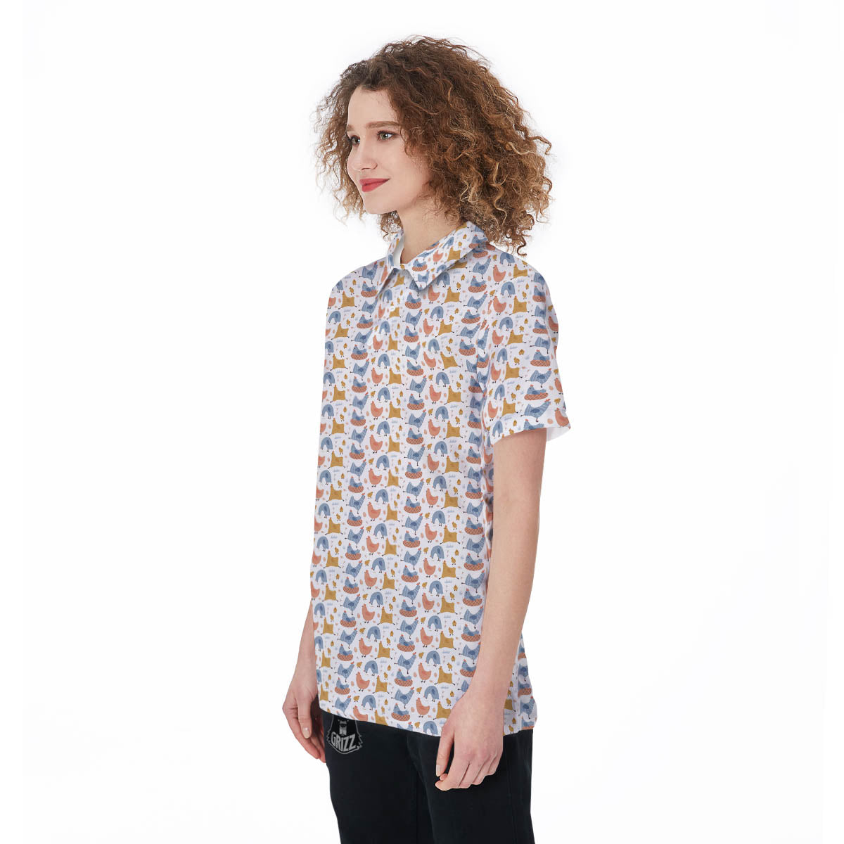 Rooster Colorful Print Pattern Women's Golf Shirts-grizzshop