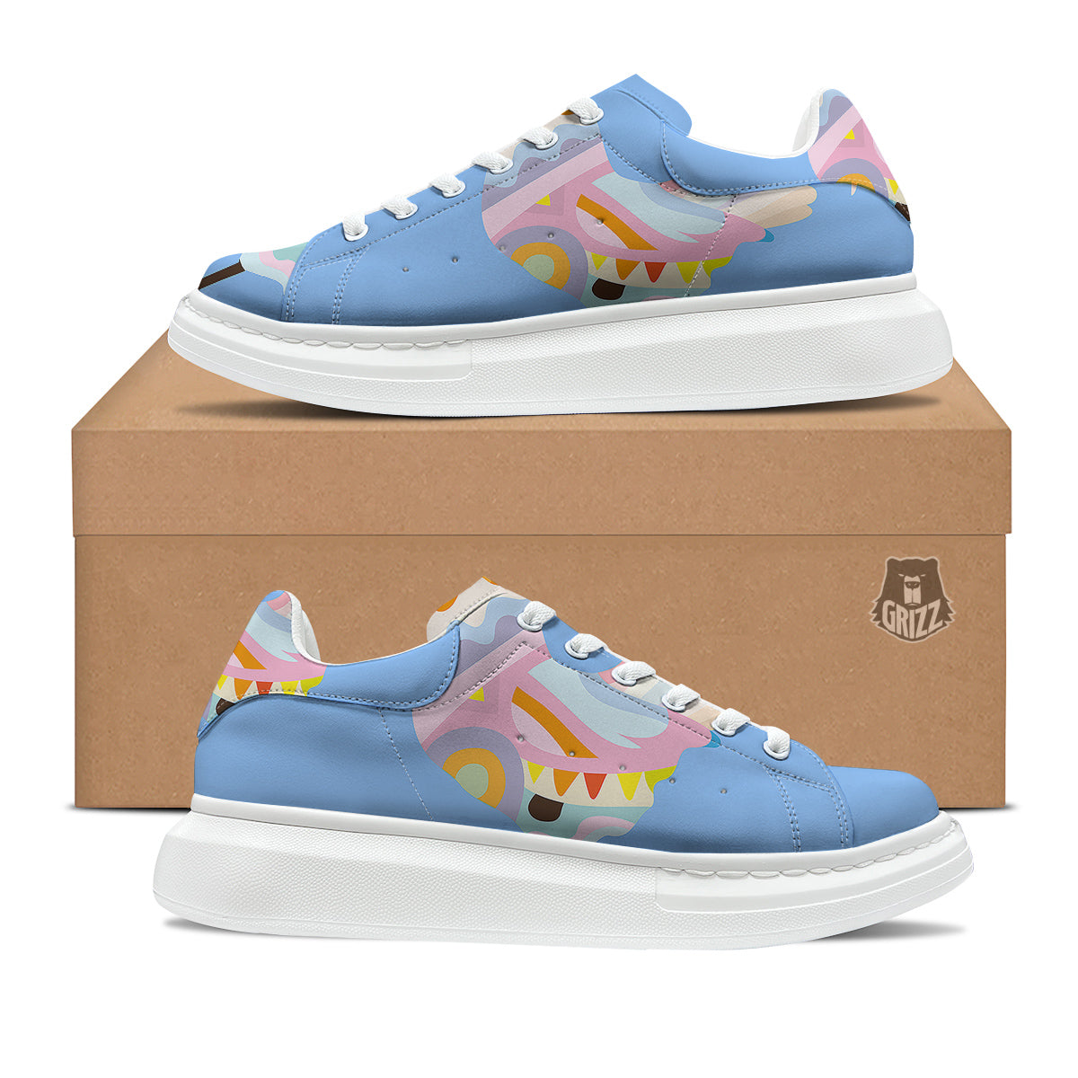 Rooster Colorful Print Platform Shoes-grizzshop