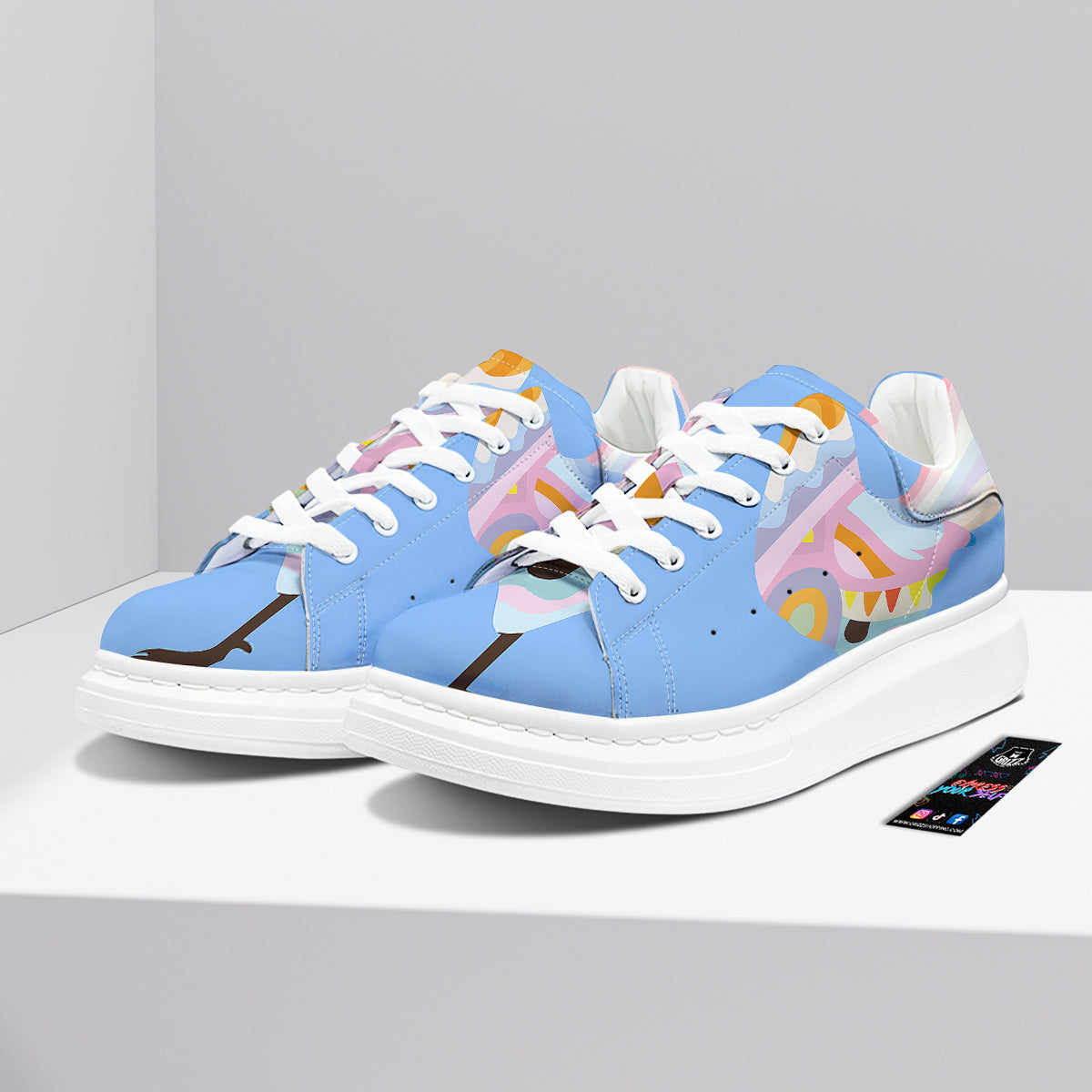 Rooster Colorful Print Platform Shoes-grizzshop