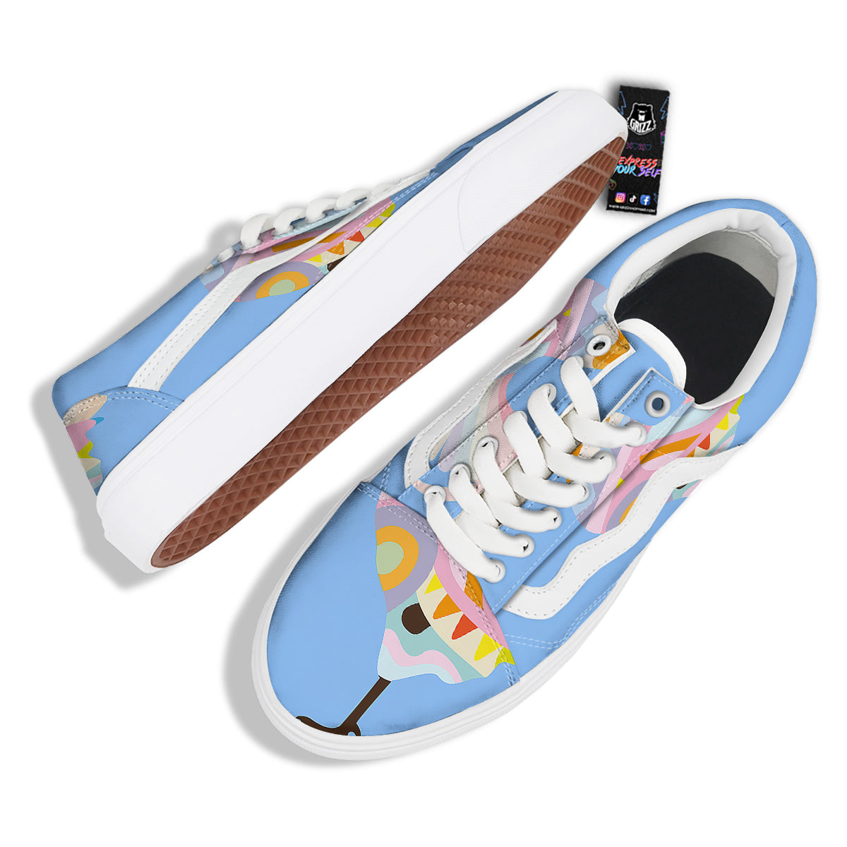 Rooster Colorful Print Skate Shoes-grizzshop