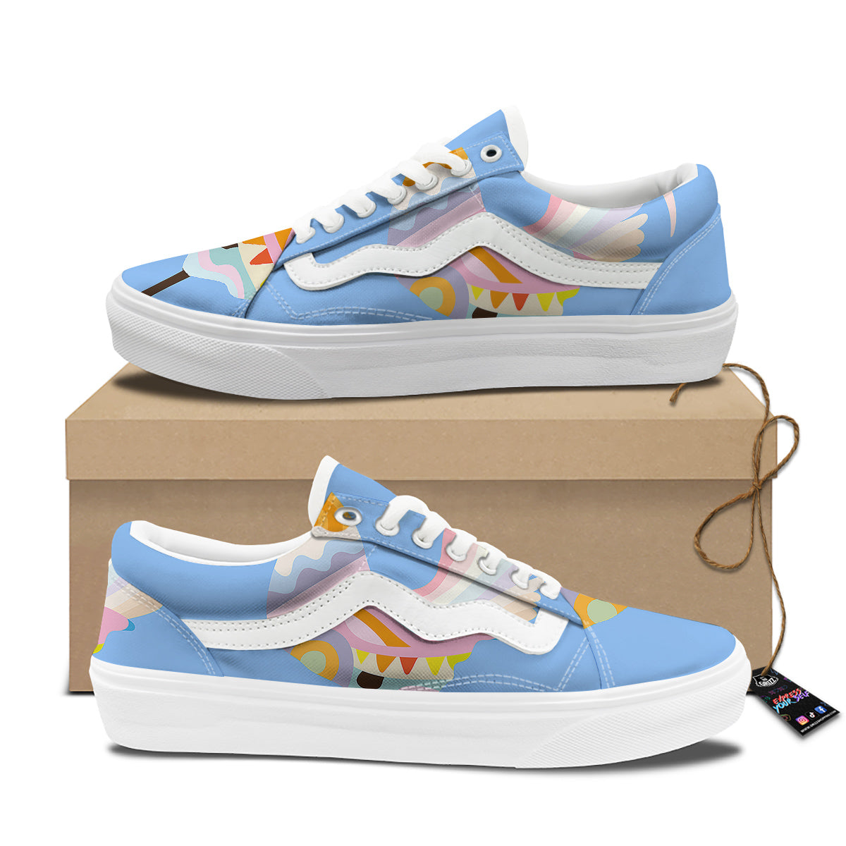 Rooster Colorful Print Skate Shoes-grizzshop