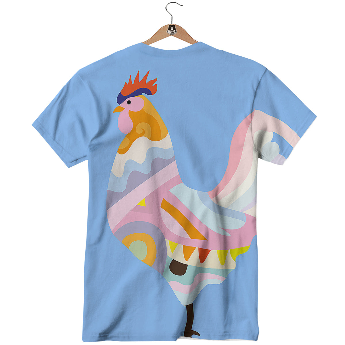 Rooster Colorful Print T-Shirt-grizzshop