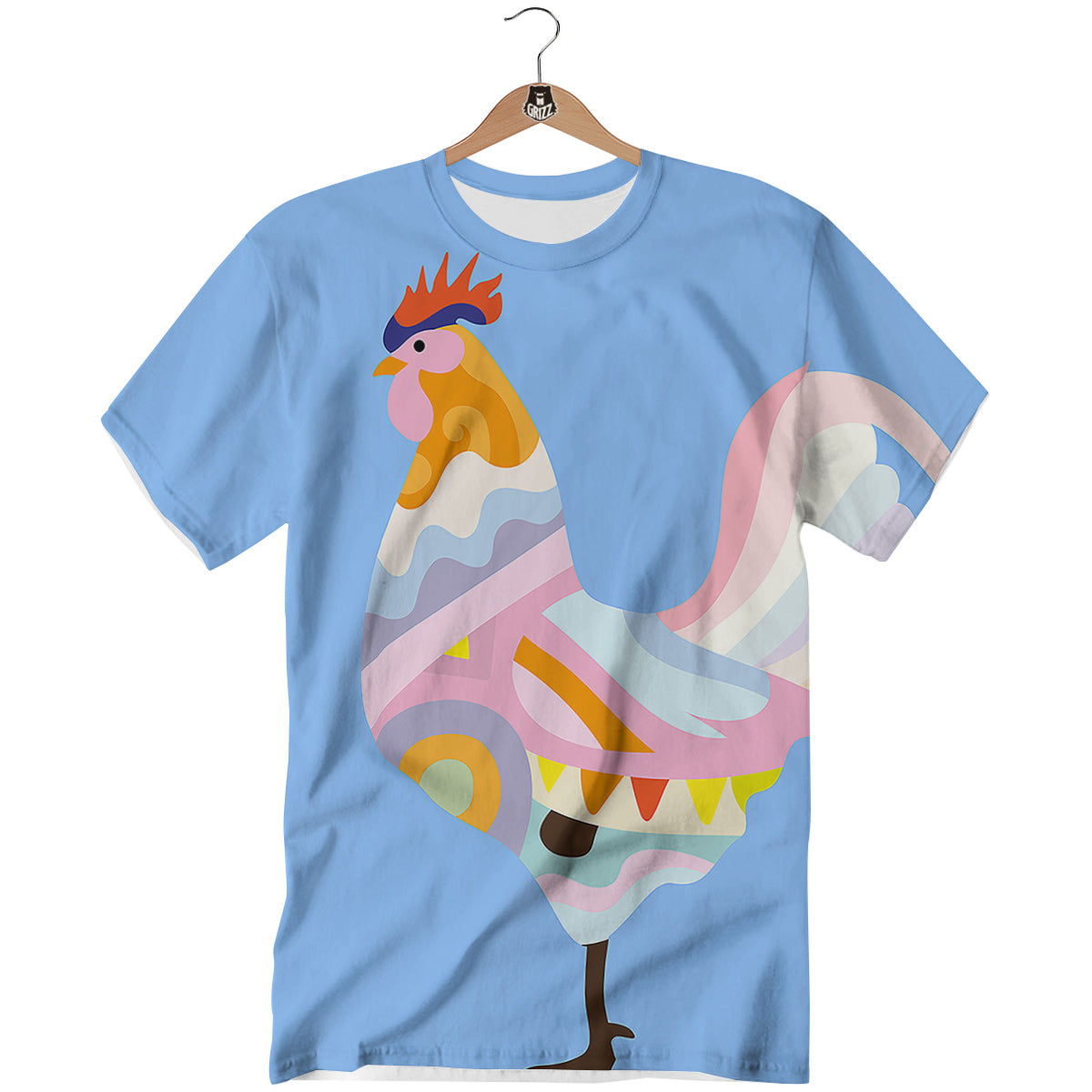 Rooster Colorful Print T-Shirt-grizzshop