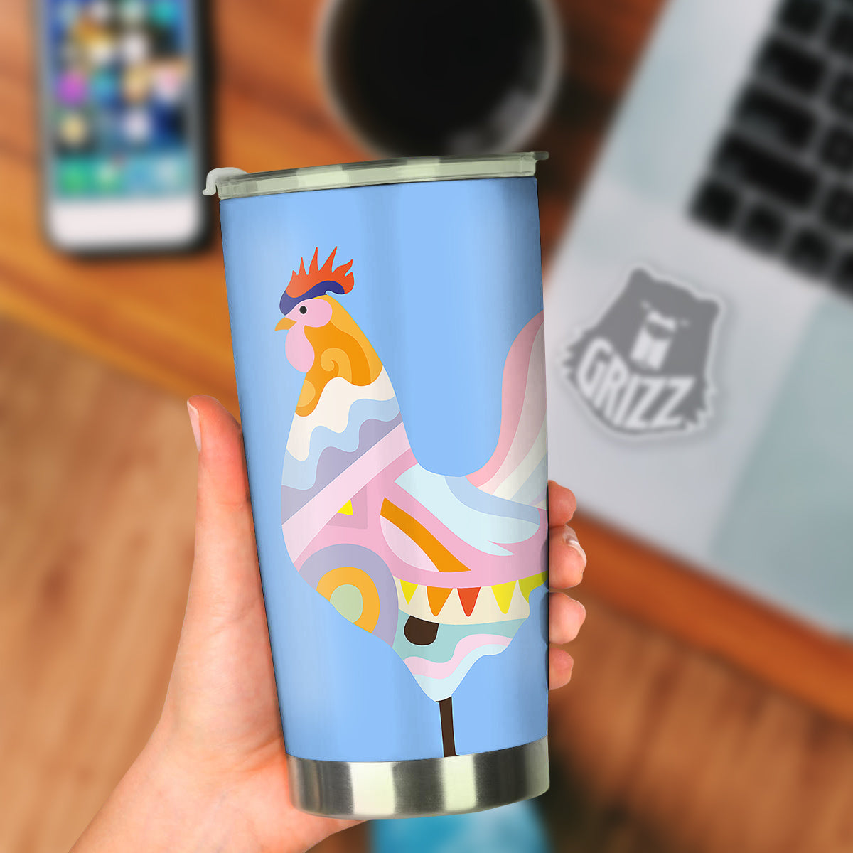 Rooster Colorful Print Tumbler-grizzshop