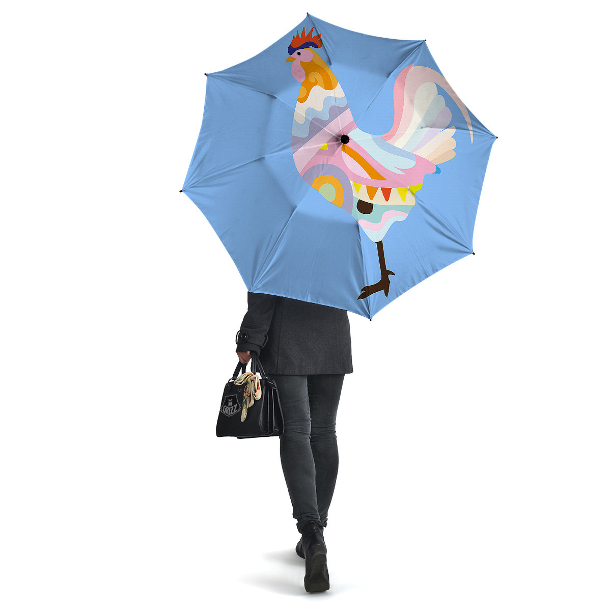 Rooster Colorful Print Umbrella-grizzshop