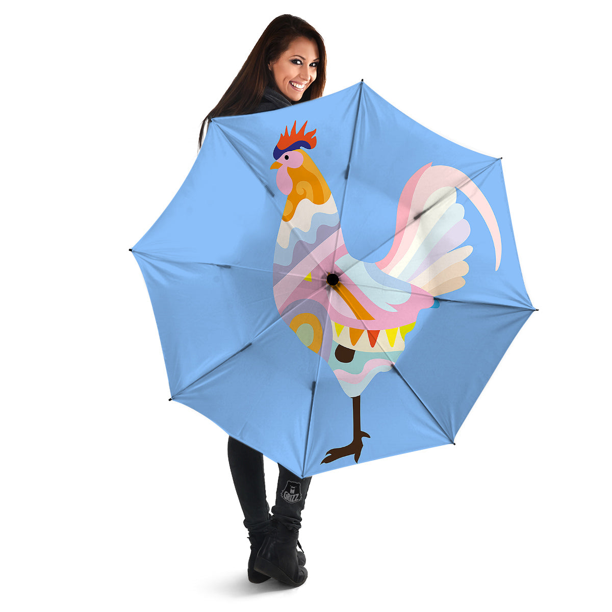 Rooster Colorful Print Umbrella-grizzshop